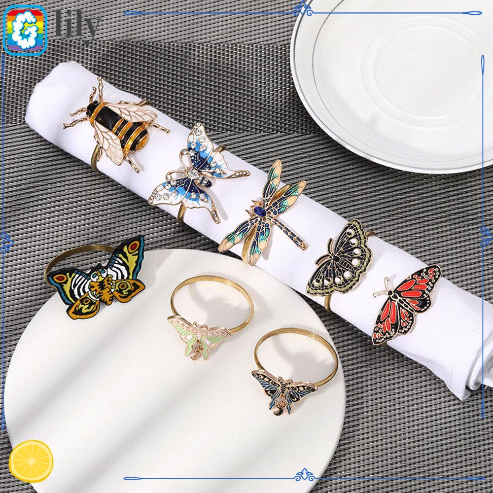 Cincin Serbet Bahan Logam Bentuk Hewan Capung Butterfly Untuk Dekorasi Pernikahan