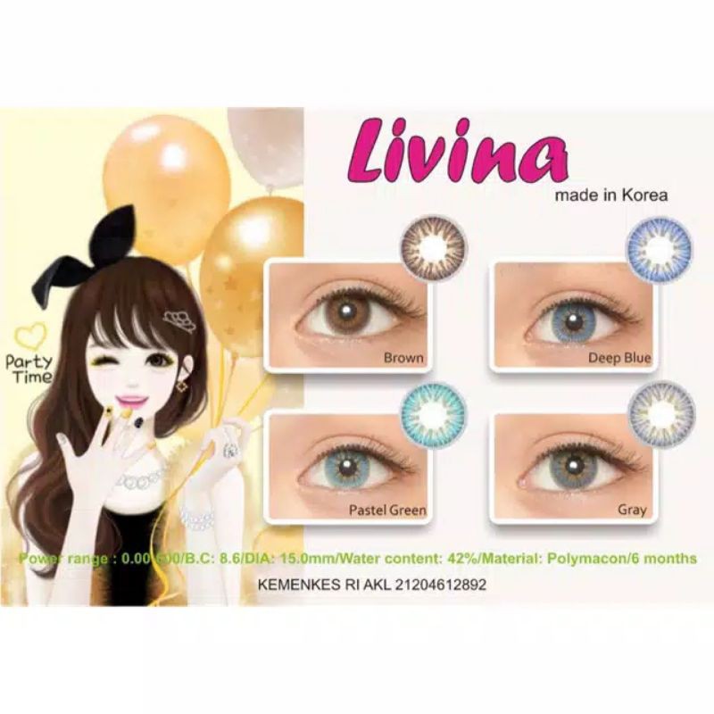 FREE LENS CASE  ORIGINAL SOFTLENS DIAMETER 15 Softlens LIVINA MINUS korea softlens SOFTLENS WARNA MINUS