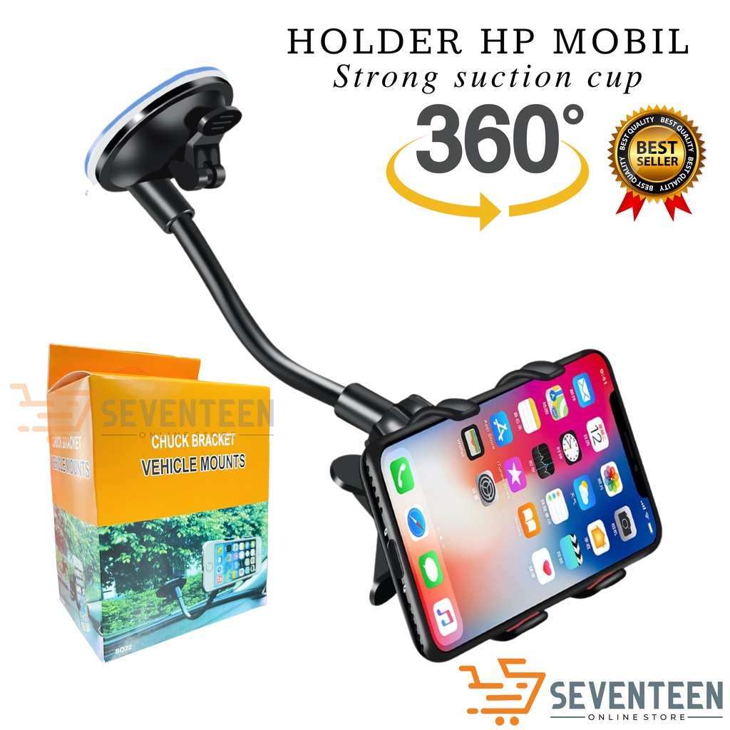 SEVENTEEN HOLDER HP KACA MOBIL GPS STAND HP MOBIL STAND HANDPHONE 360 DERAJAT CAR MOBILE STAND HOLDER MAPS GPS