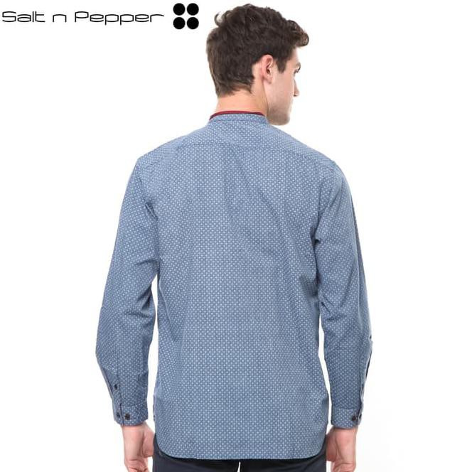 ATASAN MUSLIM SALT N PEPPER KOKO LENGAN PANJANG PRIA 040 - BLUE - BIRU, S MURAH LARIS