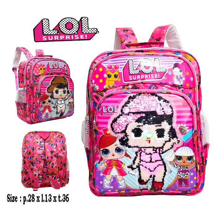 Tas Anak Ransel SEQUIN LOL - Tas Ransel Anak Sekolah SD Usap Karakter LOL
