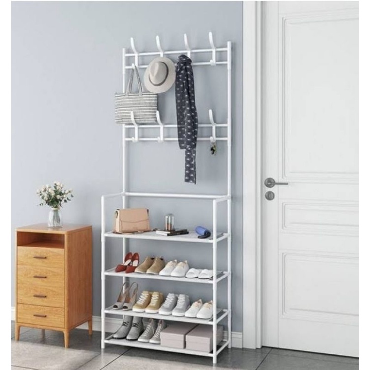 standing hanger multifungsi rak sepatu gantungan topi