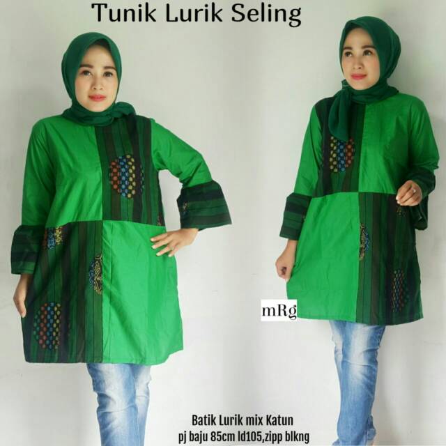 Tunik Batik Kombinasi Polos Tunik Batik Model Terbaru Tunik Batik Kerja Tunik Batik Murah