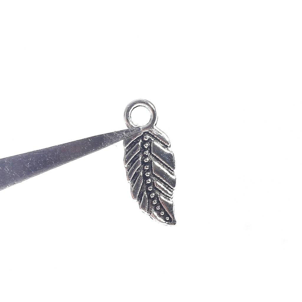 10-50 Pcs Aksesoris Manik-Manik Daun Bahan Alloy Lapis Silver Untuk Membuat Perhiasan Handmade