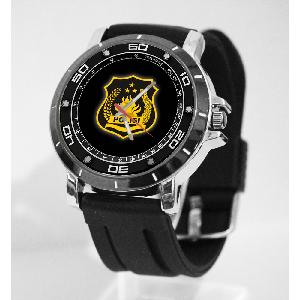 [Riashop] Jam Tangan Polisi | Jam Tangan Rubber Polisi | Jam Tangan Pria Motif Polisi