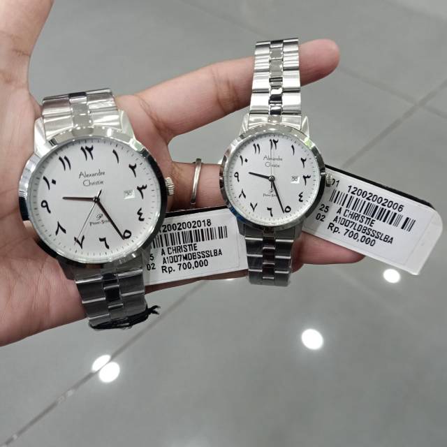 Jam Tangan Couple Pria Wanita Alexandre Christie AC 1007 ac1007 Arabic Silver Original 40-30mm