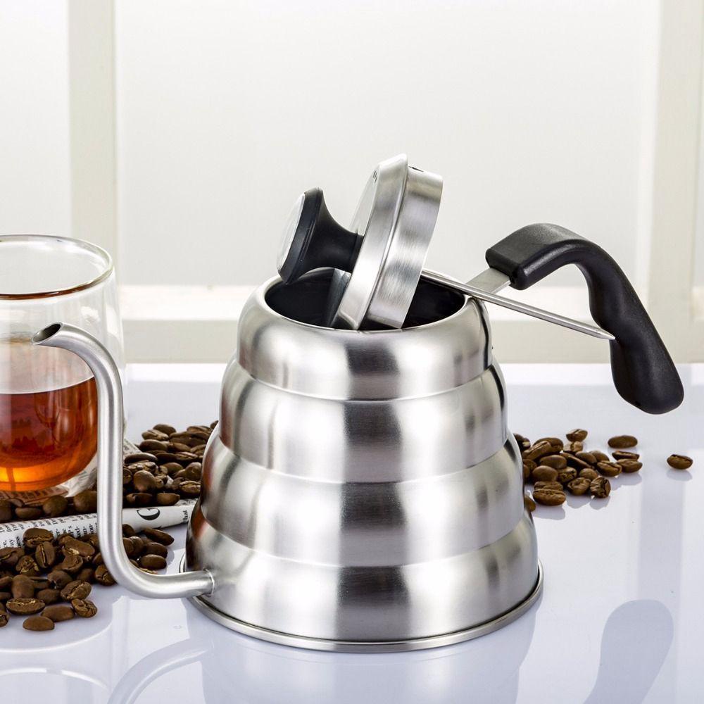 【 ELEGANT 】 Drip Kettle Untuk Rumah Kantor Mulut Tipis Gooseneck Coffeeware 1L/1.2L Dengan Termometer Aksesoris Dapur Coffee Kettl