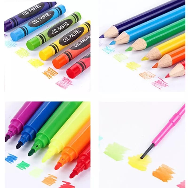 AZ ALAT LUKIS SET / ALAT MENGGAMBAR DAN MELUKIS / CRAYON SET ANAK ISI 208PCS