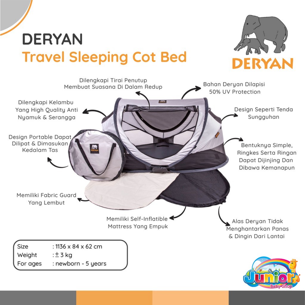 Deryan Toddler Luxe-Travel Sleeping Cot Bed