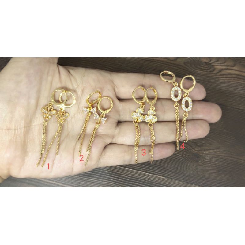 Fifi Fashion Anting Gantung Juntai Model Aalona Perhiasan Lapis emas 28#