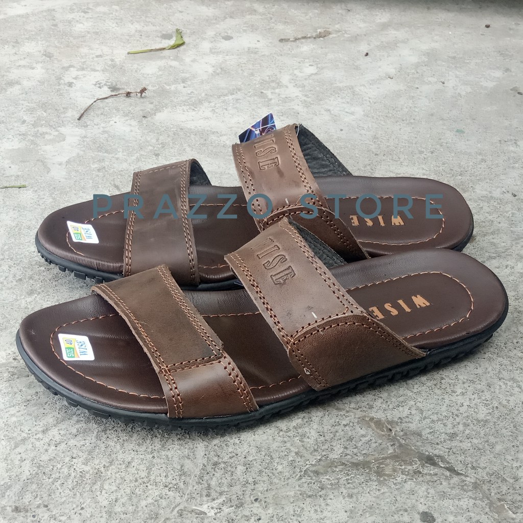 Wise - Sandal Kulit Pria - Sandal Pria - Sendal Pria - Sandal Kulit Ban Dua