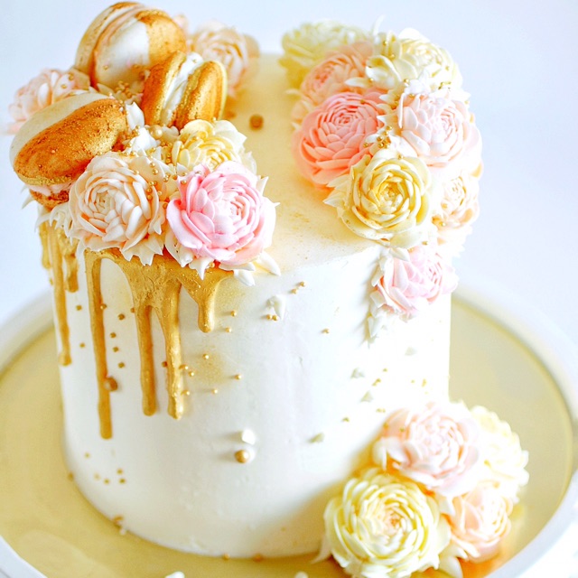

cake, kue birthday/ ulang tahun flower buttercream elegant