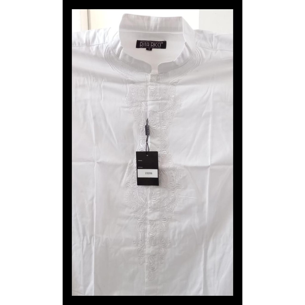 NEW KEMEJA KOKO RITA RICCI BORDIR PUTIH LENGAN PANJANG UKURAN BIG SIZE KOKO LAKI-LAKI TERMURAH ALF
