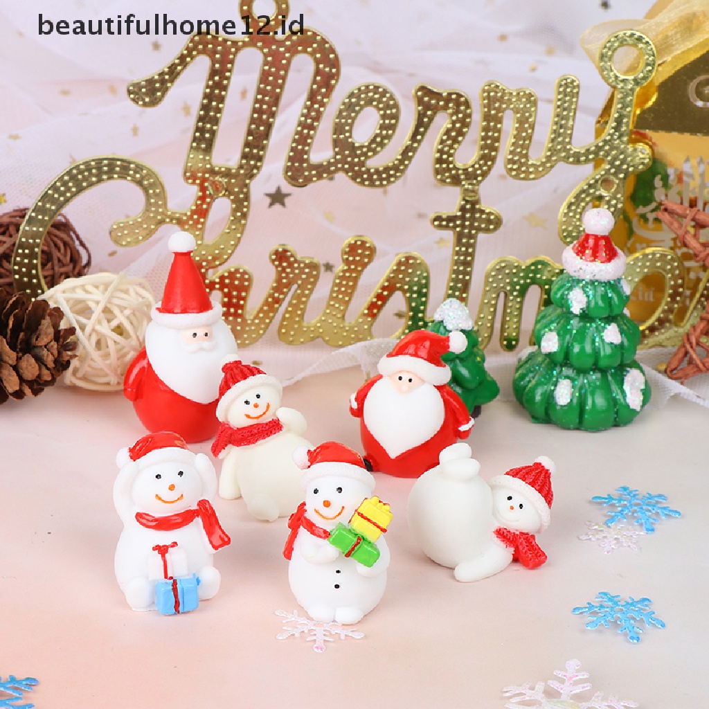 【beautifulhome12.id】 Christmas Snowman Santa Claus Trees gift Figurines Fairy Garden Miniatures Craft .