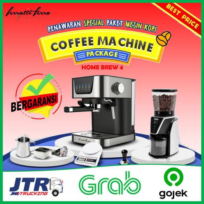 Paket Mesin Pembuat Kopi Espresso Hb4 Ferrati Ferro Fcm 2009B Fgm001 V3Crlcmyk5