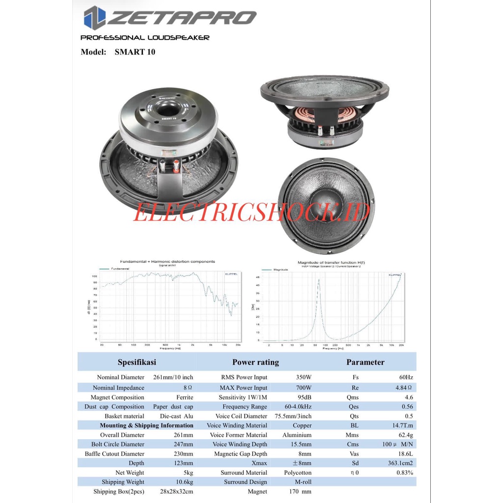 SPEAKER KOMPONEN ZETAPRO SMART 10 / ZETAPRO SMART10 ORIGINAL 700WATT