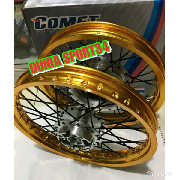 TOPPP!!!!! sepaket velg comet 140x160 ring 14 jari jari hitam tromol crum bonus stel beat scoopy