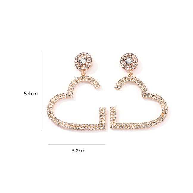 LRC Anting Tusuk Fashion Silver Love Notched With Diamond Earrings D04030