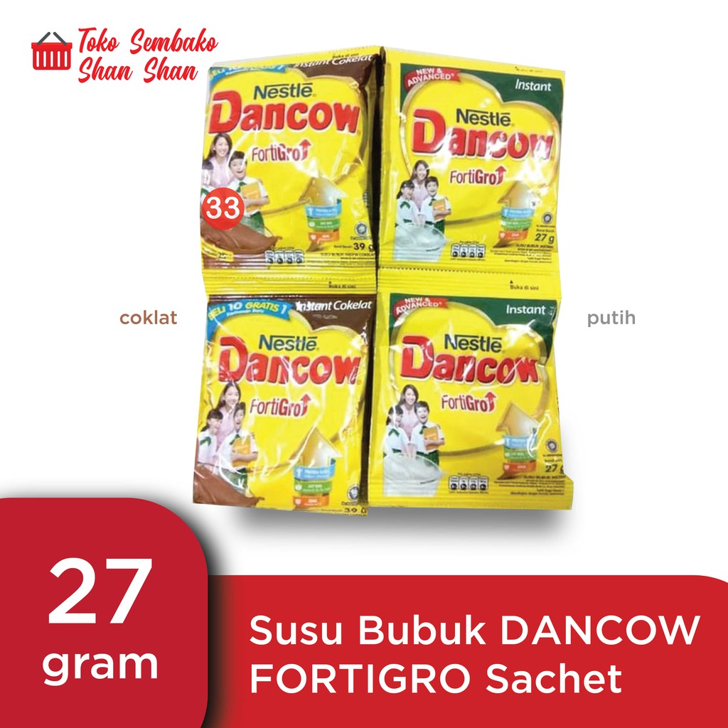 

SUSU BUBUK DANCOW FORTIGRO COKLAT DAN PUTIH SACHET 27 GR/ TERMURAH