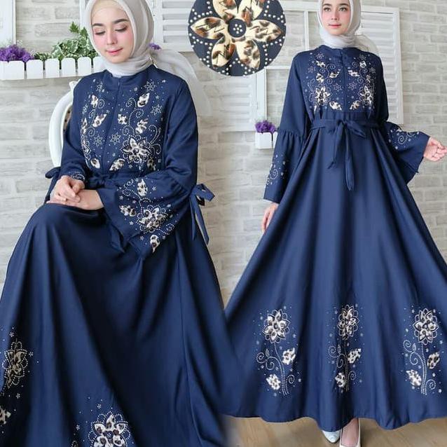 GAMIS SYARI BALOTELI AULIA MAXI PREMIUM / BAJU GAMIS MURAH / SYARIE - HITAM TRENDY