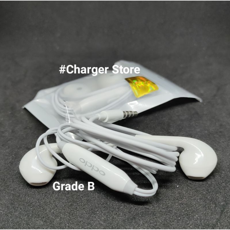Headset Oppo Original 100% Handsfree Earphone Oppo Mic + Tombol On Off Support Semua Hp Oppo 3.5mm