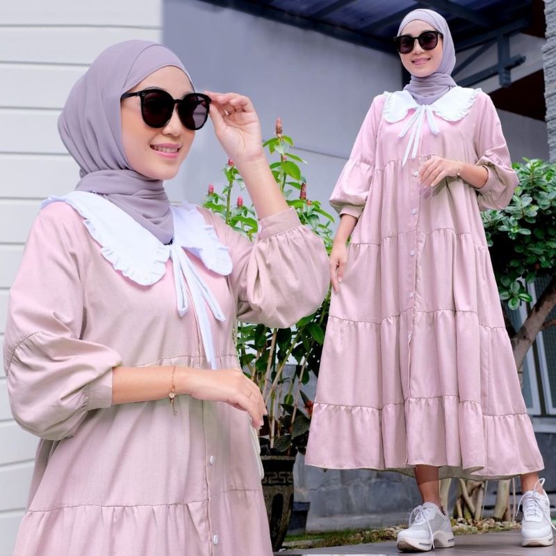 Arnita midi dress fashion wanita remaja