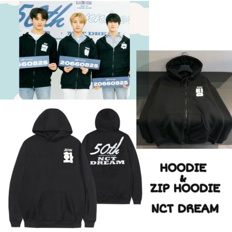 (S - 6XL) Zip Hoodie NCT DREAM 50th ANNIVERSARY/ Jaket Sleting Korean Harajuku Style KPOP Idol NCT BIGSIZE jumbo Oversize Unisex Jeno Jaemin Mark Ji-Sung Haechan