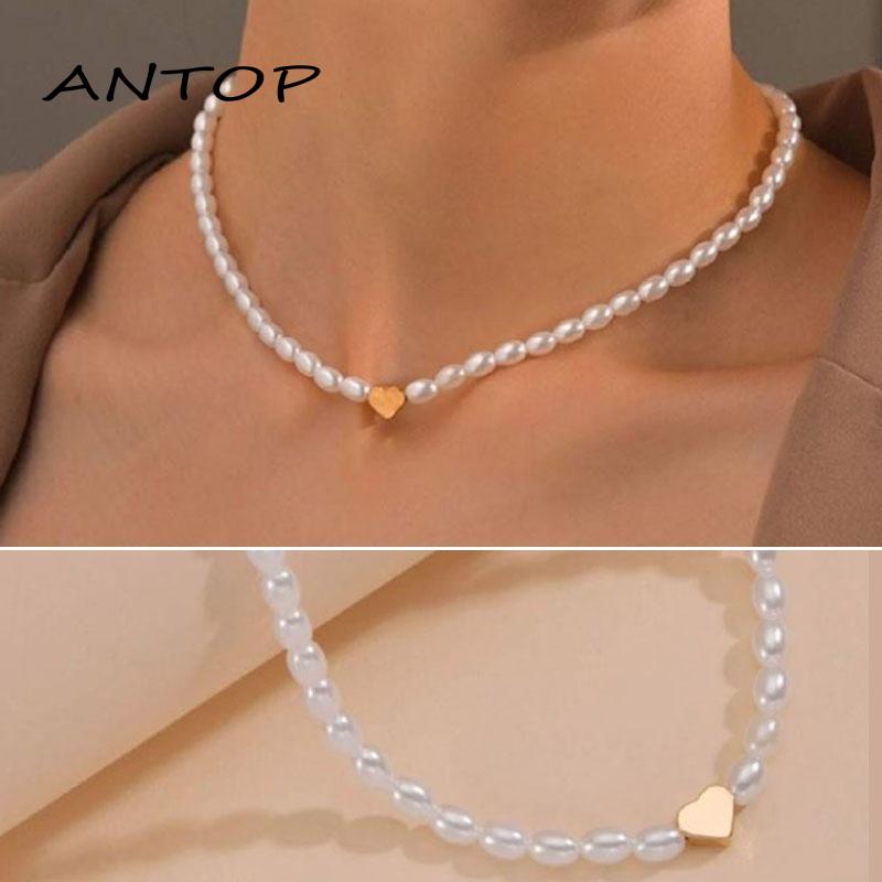 Fashion Korea Kalung Mutiara Cinta Panjang Asli Perhiasan Untuk Wanita Pearl Necklace ANTOP