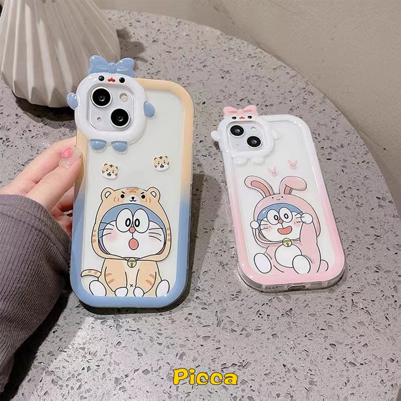 Case TPU Motif Kartun Doraemon 3D Untuk IPhone 7 8 14 Plus 13 11 12 14 Pro MAX XR X 6 6S Plus XS MAX SE