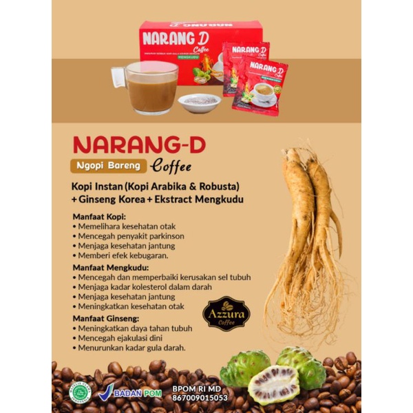 

Narang-D Coffe. Kopi Nikmat instan Arabica & Robusta