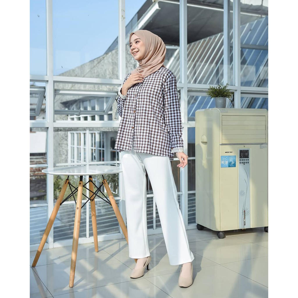 PROMO RIANA BLOUSE / Baju Busui Frendly Modis / Katun Kotak / Renda / Blouse / Atasan Muslim
