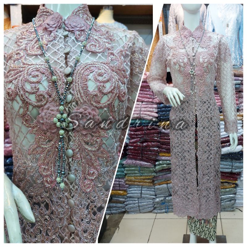 BARU! KEBAYA BORDIR FAYET TILE KOTAK/KEBAYA KONDANGAN /IBU HAJAT PESTA