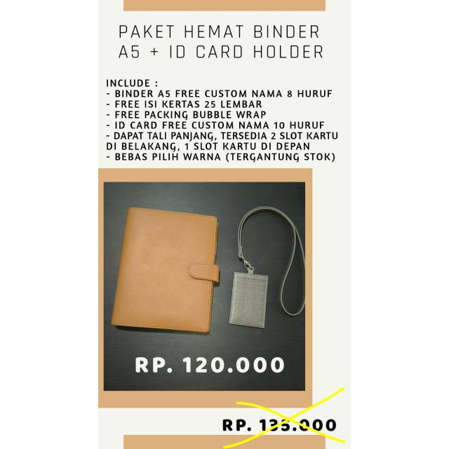 

PAKET HEMAT BINDER A5 + ID CARD