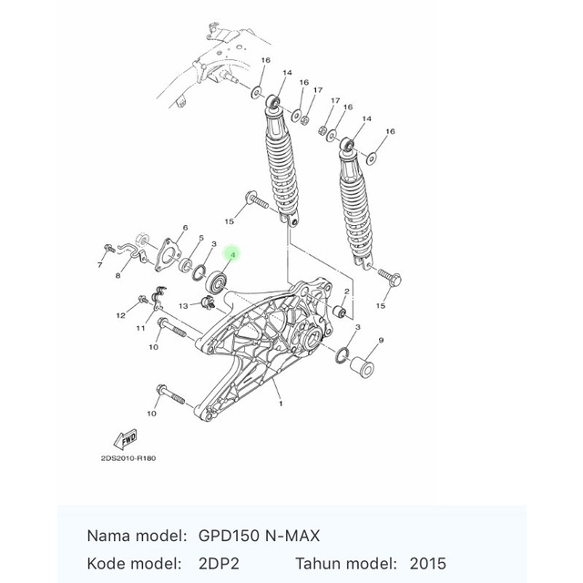 Bearing Swing Arm Nmax, Lexi 93306-303Yr