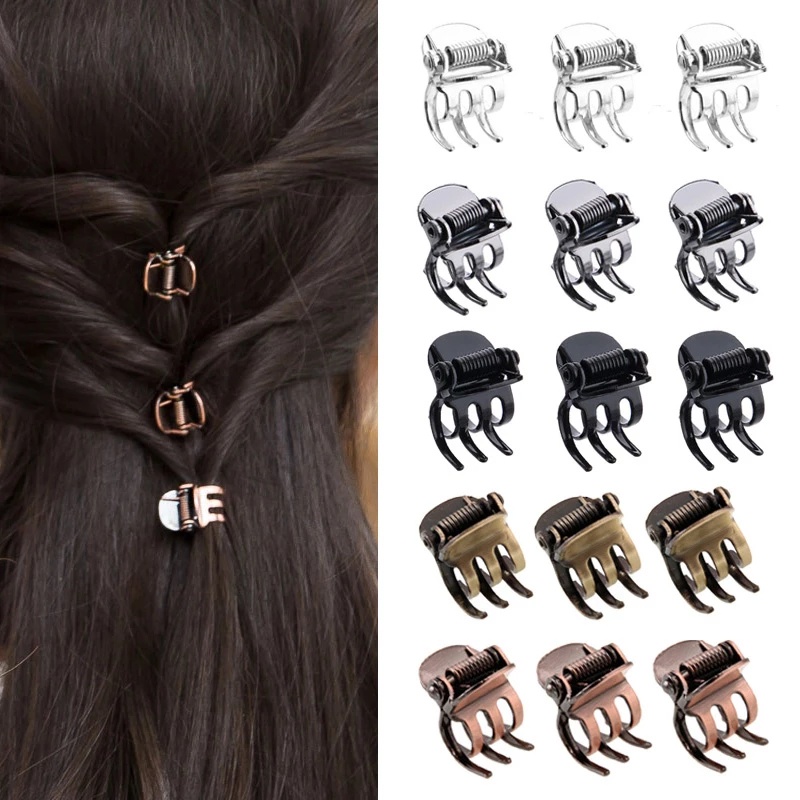 2 Pcs / Set Jepit Rambut Mini Model Cakar Kepiting Bahan Tembaga Gaya Korea Antik Untuk Aksesoris