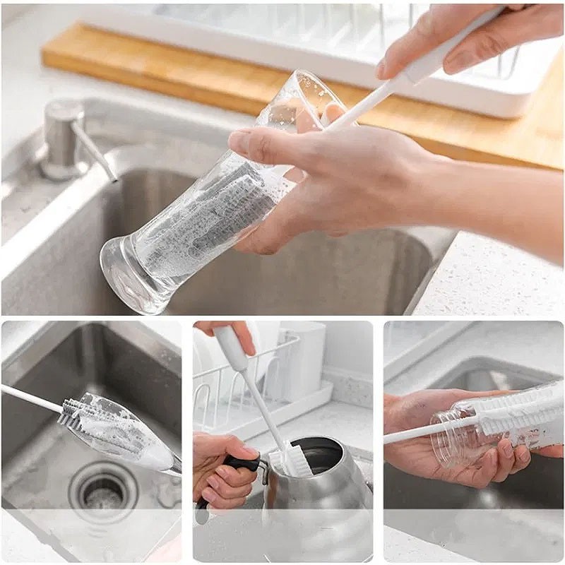 Sikat Bahan Silikon Gagang Panjang Untuk Dapur Pembersih Gelas Botol glass cup brush sikatcp