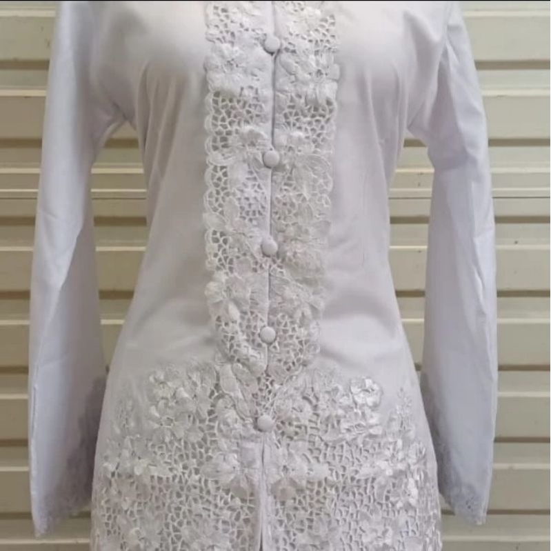 KEBAYA ENCIM_KEBAYA MOTIF POLOS_KEBAYA SERAGAM KERJA_ATASAN AJA_Putih