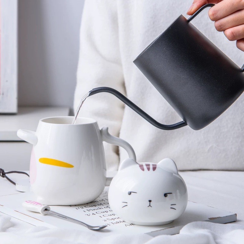 mug dan patung lucu kucing berbagai variasi unik dan lucu bahan keramik import dengan kotak dan streofoam packaging-B