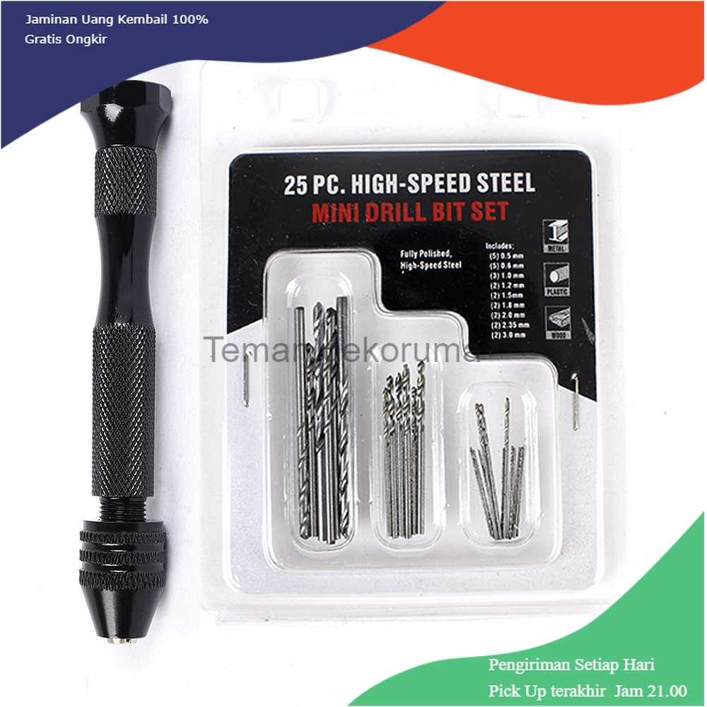 TD-DFA HIAIM Bor Tangan Manual HSS Twist Drills + 25 Mata Bor Mini - MDBK5