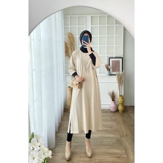 Jaya.Co Dress Mendy Cotton Combed Oversize Long Dress Katun Tunik Katun Basic Good quality