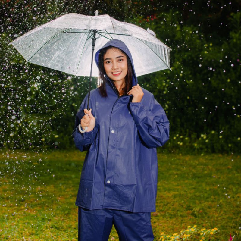 Raincoat,Jas Hujan Setelan Jaket Celana Pria Dan wanita  Tebal  Elastis celana sudah dipress
