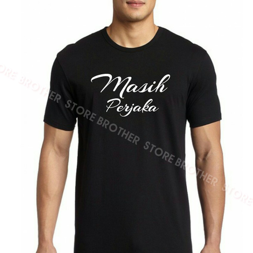 Kaos Distro Masih Perjaka White - Black Premium