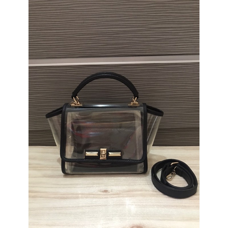 preloved sling bag top handle hermes transparan