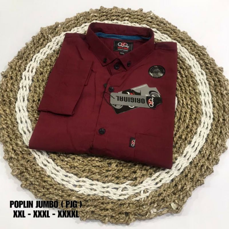 Kemeja Panjang Maroon Hem Polos Jumbo Laki Laki Lengan Panjanv Slimfit Oxsford