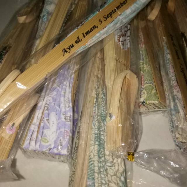 Kipas batik jumbo kemas plastik sablon nama