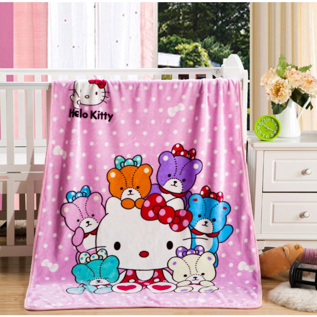 SELIMUT BULU ANAK BALITA HELLO KITTY - SELIMUT IMPORT KARAKTER ANAK CEWEK - BISA COD