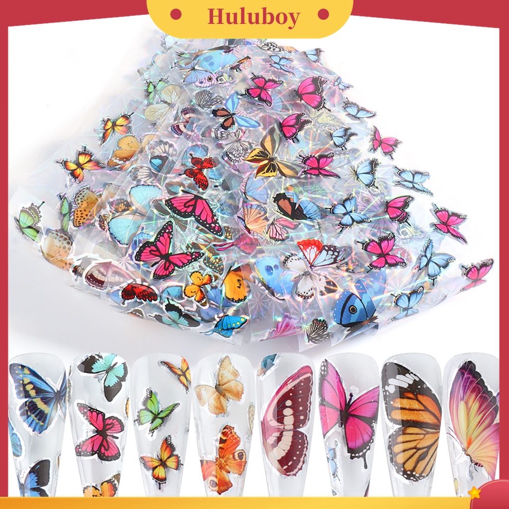 Huluboy Huluboy♡ 20pcs Stiker Kuku Motif Kupu-Kupu Untuk Dekorasi Manicure