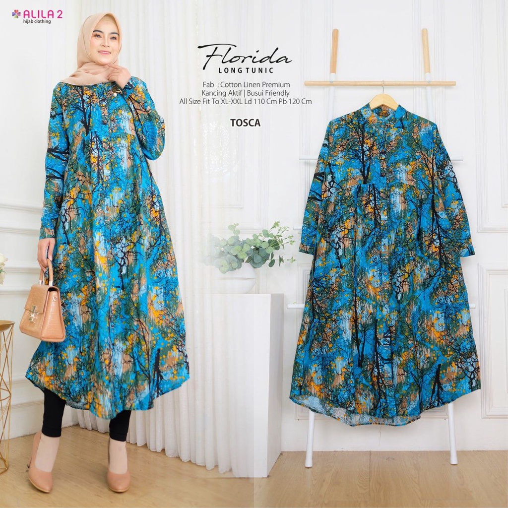 FLORIDA TUNIK ORIGINAL BY ALILA 2/TUNIK MOTIF ABSTRAK FULL KANCING DEPAN/ATASAN WANITA MOTIF ABSTRAK