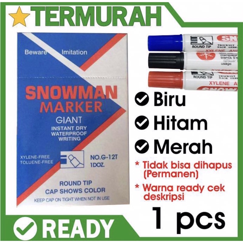 

Spidol Snowman Permanent Marker BG 12 Tinta Permanet G12T-BG 12 White Board Papan Tulis