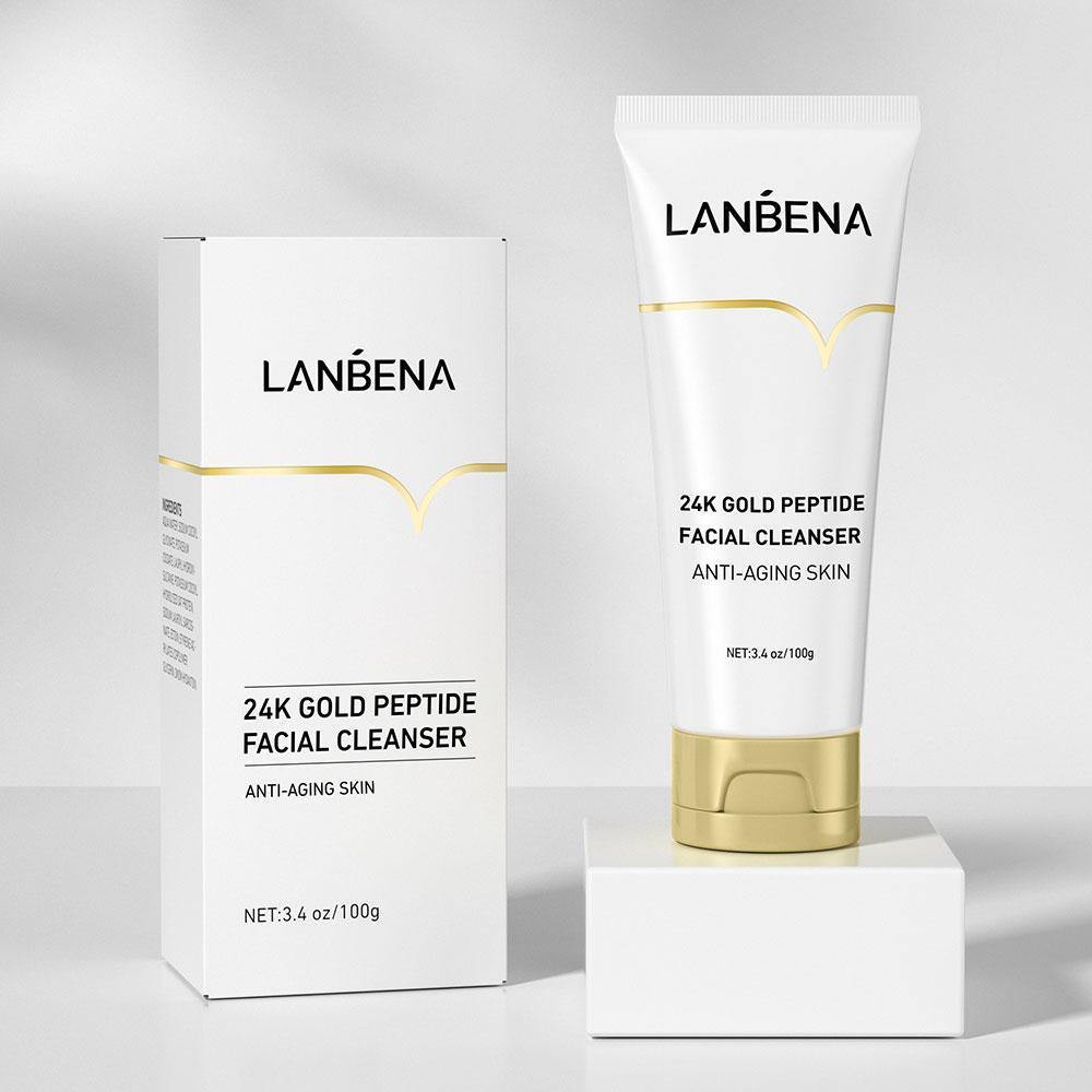 Lanbena 24k Gold Facial Cleanser -  Sabun Pembersih Wajah Peptida Emas 24k 100g